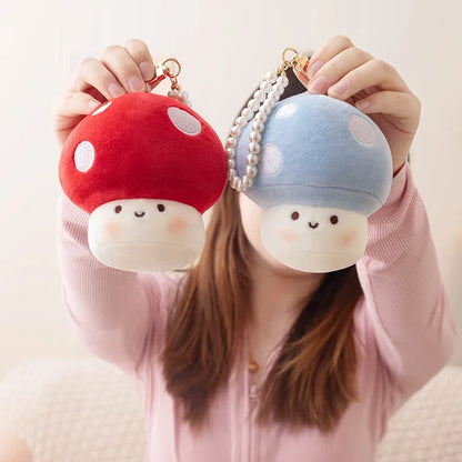 10CM Cute Small Mushroom Plush Toy Creative Stuffed Pendant Doll Red Mushroom Keychain For Kids Girls Holiday Gifts