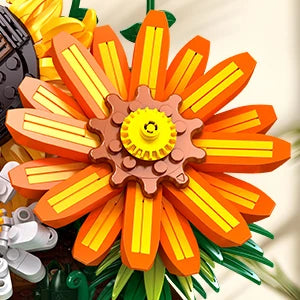 Flower Botanical Bonsai Building Set-2 IN 1 Sunflower Block Toy  Display for Office Décor Valentine&