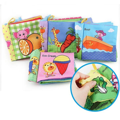 0-12 Months Baby Cloth Book Fruits Animals Cognize Puzzle Book Infant Kids Early Learning Educational Fabric Books Toys игрушк