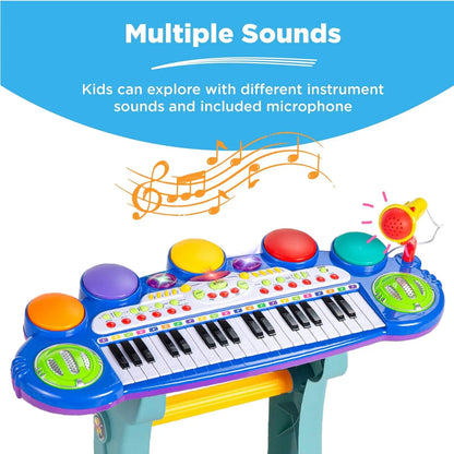 Best Choice Products 37-Key Kids Electronic Musical Instrument Piano Learning Toy Keyboard w/Multiple Sounds, Lights, Microphone