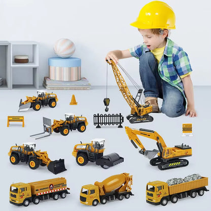 ﻿9 Styles Alloy Engineering Diecast Truck Tractor Loader Crane Excavator Toys Construction Model Vehicle Toy Car for Boys Gifts