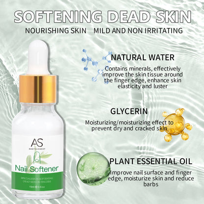 AS Cuticle Remover Liquid Cuticle Softener Professional Nail Care with Lanolin for Brittle Hang Nails Hydrating Moisturizing