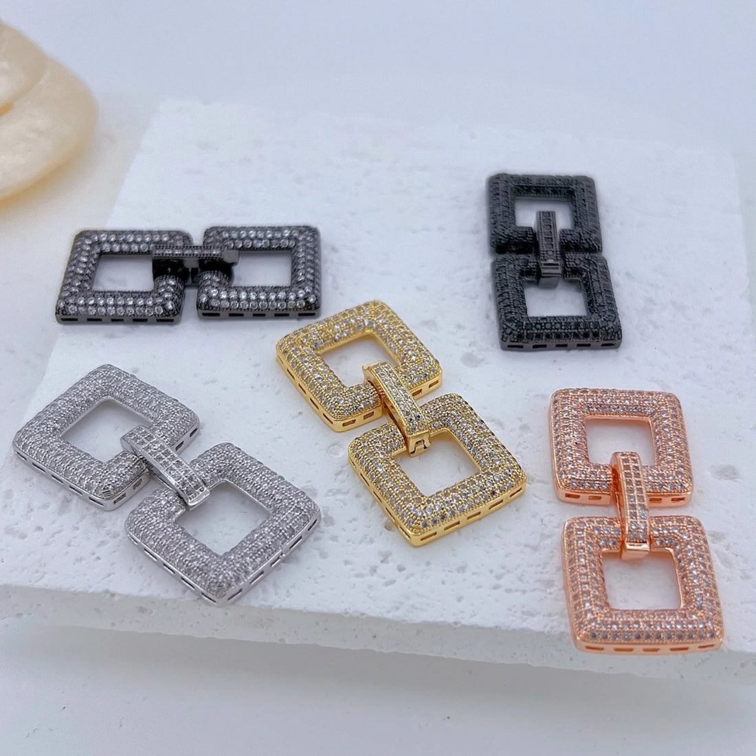 1 Pcs Wholesale Micro-set Square Necklace Bracelet Clasp Jewelry Accessories Full Zirconium Connecting Clasp DlY Accessories
