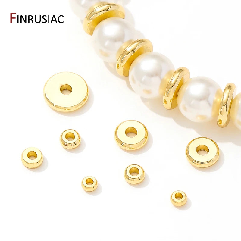 18K Gold Plated Brass Flat Spacer Beads For Bracelet Making Jewelry Fittings,Separators For Beads,DIY Jewellery Making Supplies