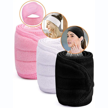 Women Adjustable SPA Facial Headband Bath Makeup Hair Band Headbands for Face Washing Soft Toweling Hair Make Up Accessories