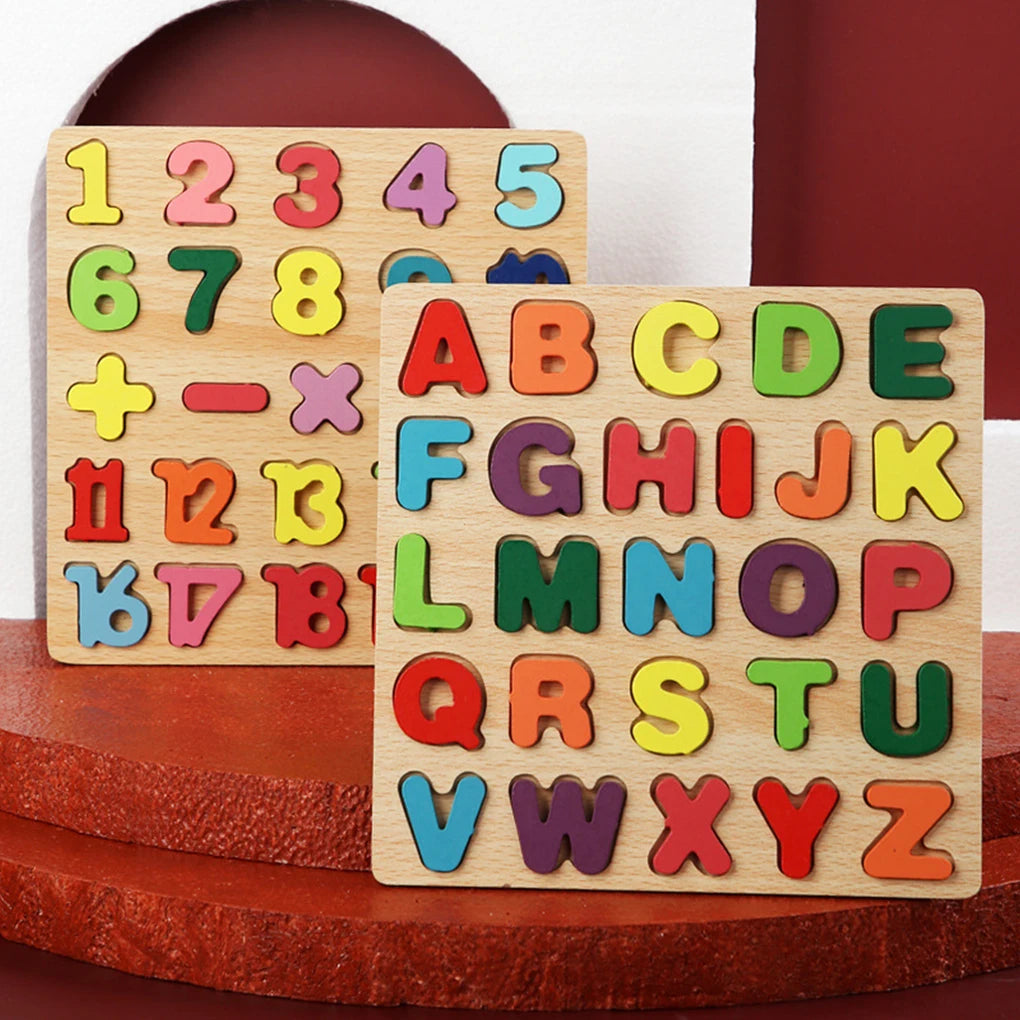 Toys Wooden Kids Learning Number Alphabet Toddlers Educational Board