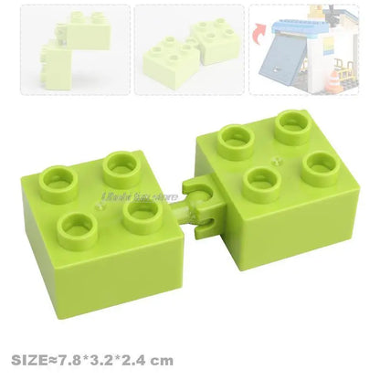 Big Building Block Accessories Compatible Duplos Houses Villas Construction Gear Rotate Connection Children Assembly Parts Toys