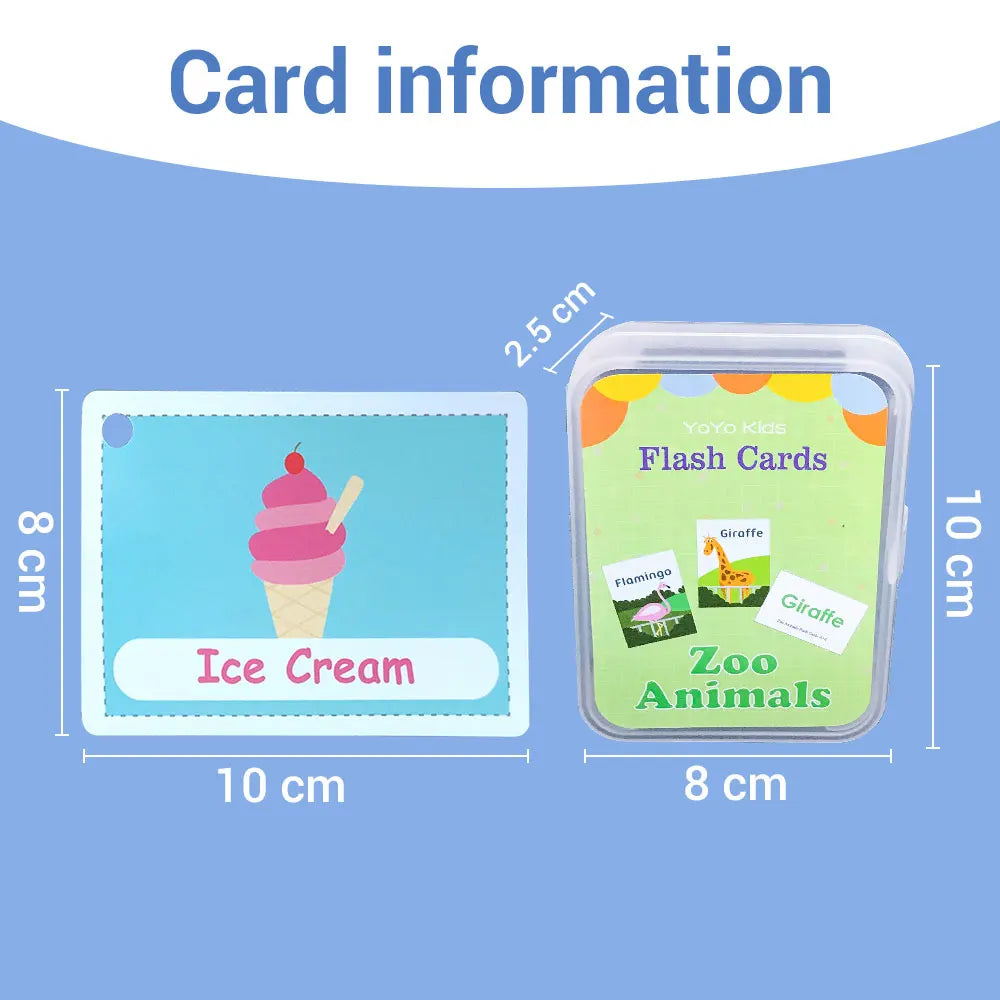 English Words Learning Flashcards for Kids 3-6 Years Reading Enlightenment Cards Educational Toys Montessori Teaching Aids