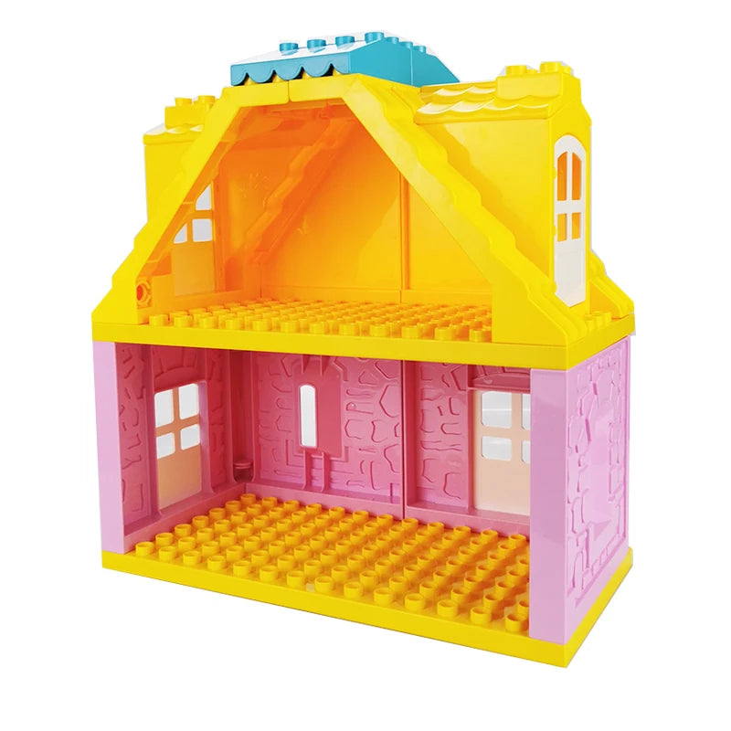 Big Particles Building Blocks House Parts Accessory Window Wall Roof Construction Assemble Duplo Brick Educational Toys For Kids