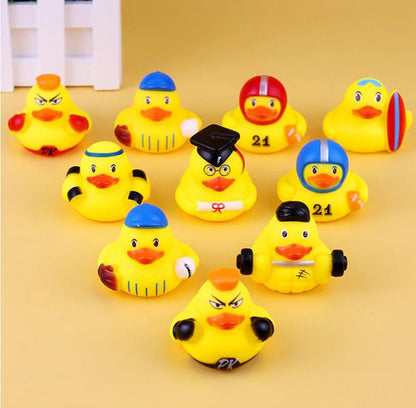 1pcs Creative Sports Duck toy Baby Bath Toys Rubber Ducks for Summer Beach Pool Activity Floating Ducks Bathtub Toy for Toddlers