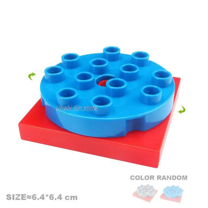 Big Building Block Accessories Compatible Duplos Houses Villas Construction Gear Rotate Connection Children Assembly Parts Toys