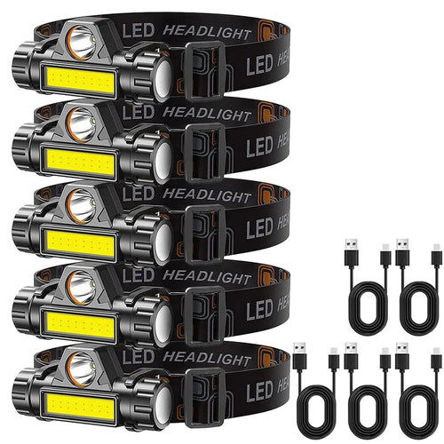 1-5PCS Rechargeable COB LED Headlamp Strong Magnetic Powerful