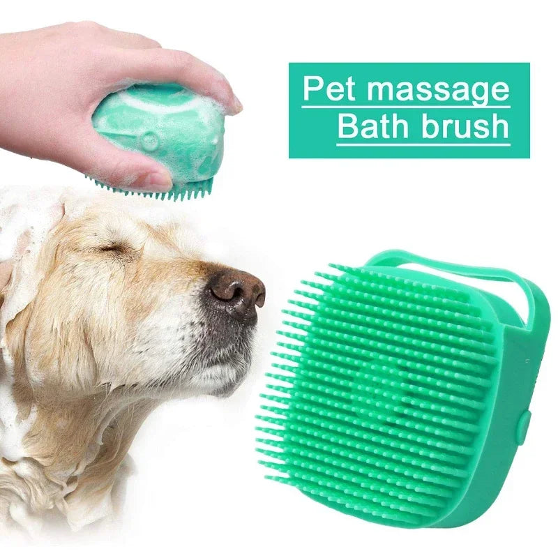 Silicone Rubber Pet Dog Shampoo Brush, Cat Massage Comb, Grooming Scrubber for Bathing Short Hair, Pet Supplies, 80ml