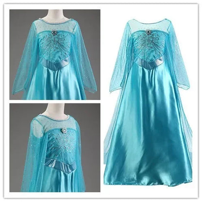 Elsa Dress for Girls 3-10 Yrs Birthday Role Elsa Princess Dress For Kids Halloween Carnival Easter Party Cosplay Girls Costume