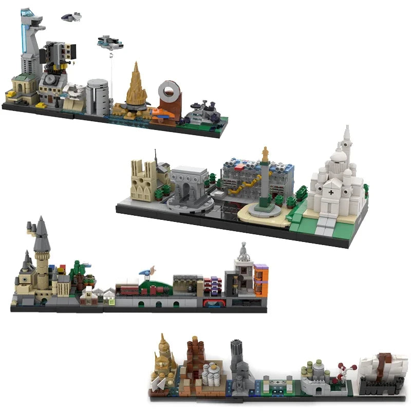 BuildMOC City Skyline Saint Petersburg Rome Washington Rotterdam Architecture Street View House  Building Blocks Kids  Toys Gift