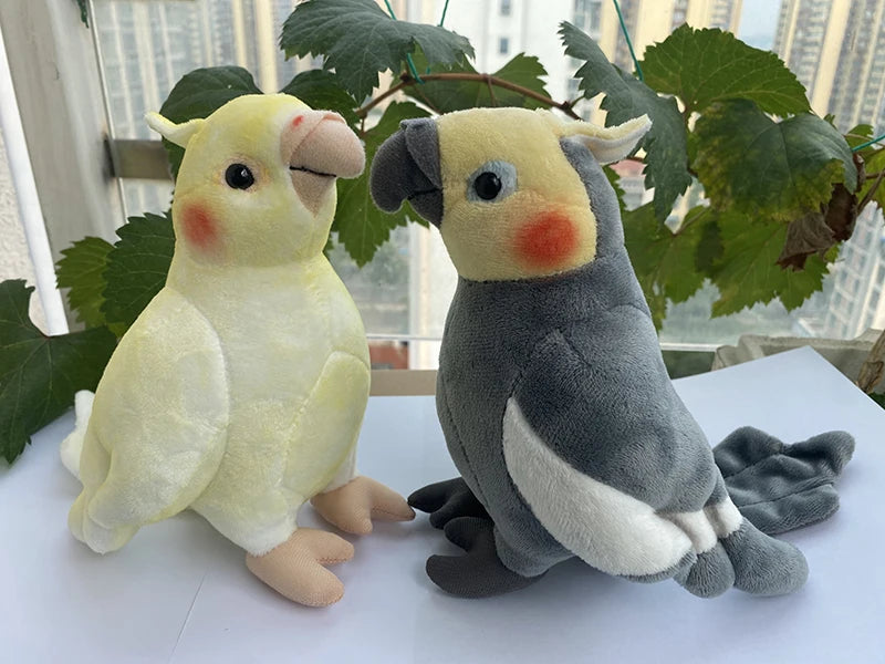 Simulation Soft Mini Size Lifelike Grey Cockatiel Plush Toys Real Life Soft Yellow Parrot Birds Stuffed Animals Toy Dolls Gifts