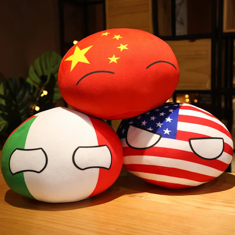 10-40cm Kawaii Countryball Plush Toy Stuffed Polandball UN USA USSR FRANCE RUSSIA UK JAPAN EU CANANDA ITA RU Sofa Pillow Pendant