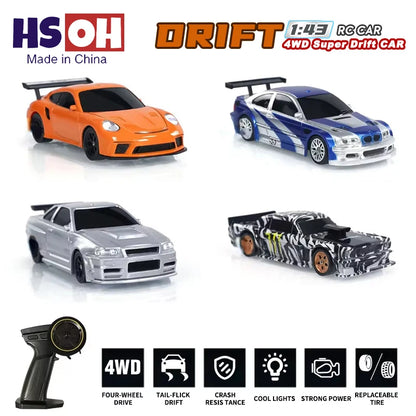 1/43 2.4G Mini RC Drift Car 4WD Remote Control Car High Speed Four Wheel Drive Radio Controlled Racing Car Model Boy Toy Gift
