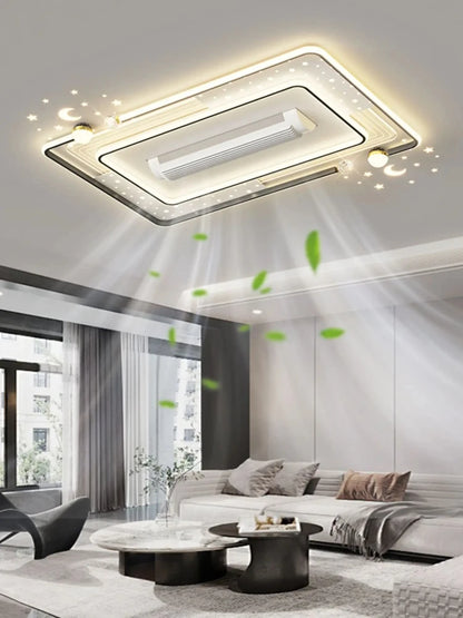 Decorative Vaneless Fan Ceiling Light Modern Remote Control LED Fan Lamps Living Dining Room Bedroom Lighting Fixture