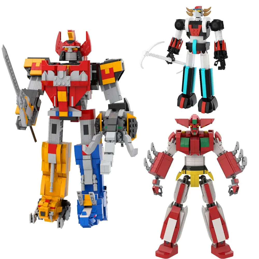 MOC Mightied Morphinned Power Rangered Action Figure Building Blocks Mecha Dinosaur Transforming Team Robot Bricks Toy Kids Gift