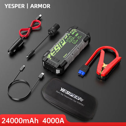 YESPER Car Battery Charger Booster Jump Starter 4000a 12V Battery Booster For Car Portable Car Booster Jump Starter With PD 100W