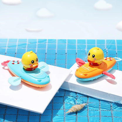 Children Bath Water Playing Toys Chain Rowing Boat Swim Floating Cartoon Duck Infant Baby Early Education Bathroom Beach Gifts