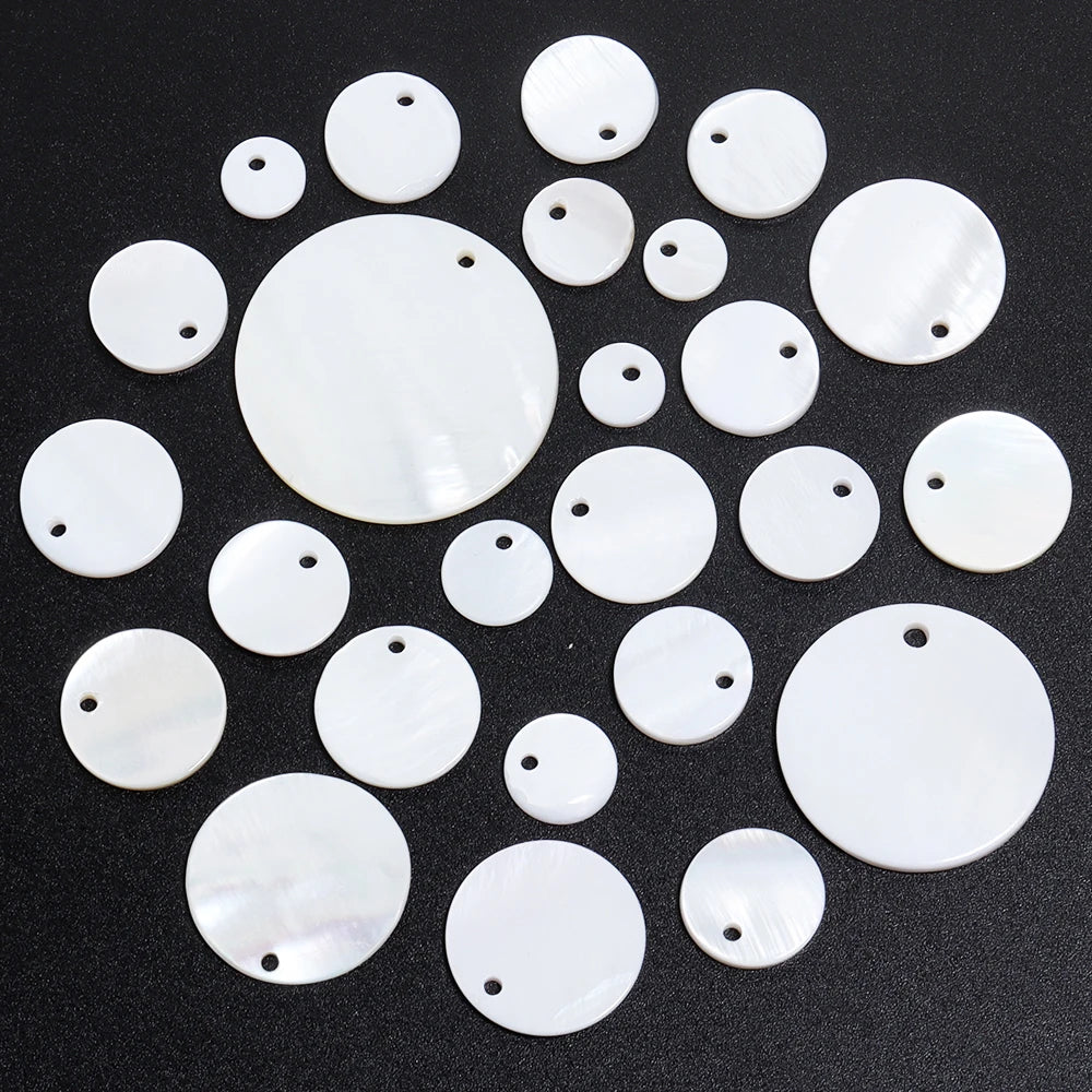 5-30pcs/lot 8/10/12/15/18/20/15/30mm Natural Shell Pendant Round Shell Beads Charms for Jewelry Making DIY Necklace Earrings