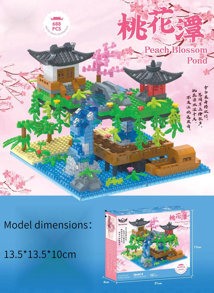 688PCS New children Building block micro-particle construction adult difficult puzzle assembly toys Peach Blossom light model to