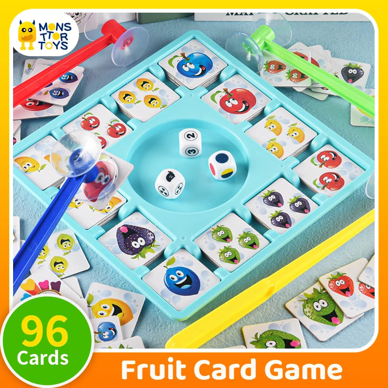 Children Education Learning Toys Fruit Sticking Game Card Dice Board Game Color Shape Cognition Party Competition Game Kids Toys