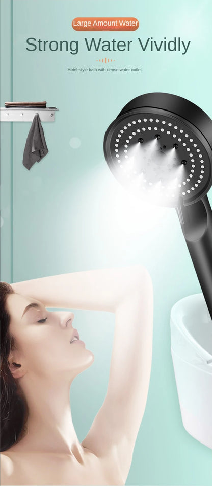 Turbo Bathroom Shower Head Strong Current Shower Heads High Pressure Powerful Rain Shower Head 5 Modes Universal Shower Head Set