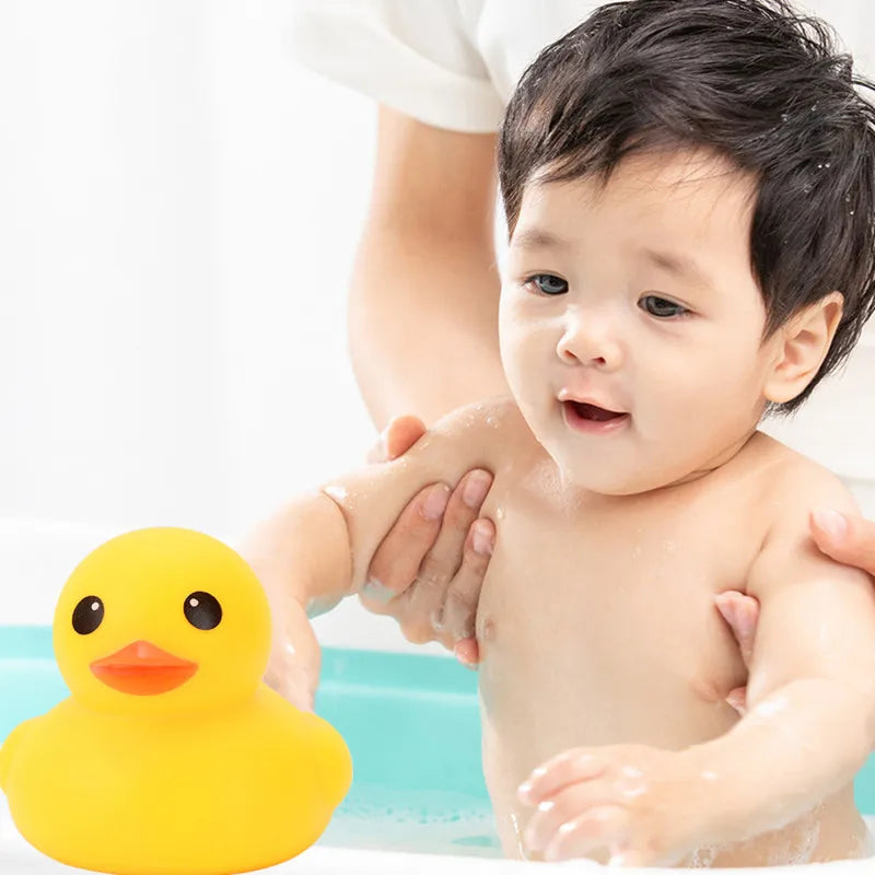 Cute Duck Baby Bath Toys Squeeze Animal Rubber Toy BB Duck Bathing Water Toy Race Squeaky Rubber Yellow Duck Toys for Kids Gifts