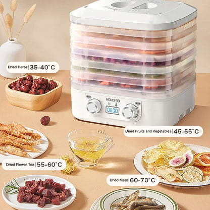 5 Layers Intelligent Fruit Dryer 48 Hours Long Lasting Pet Food Dehydration Smart Thermostatic Fruit Vegetable Meat Dehydrator