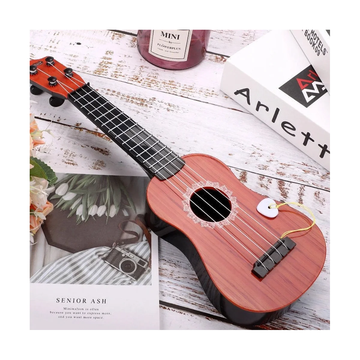 Guitar Toy Children'S Simulation Music Guitar Instrument Mini Four Strings Can Be Played for Early