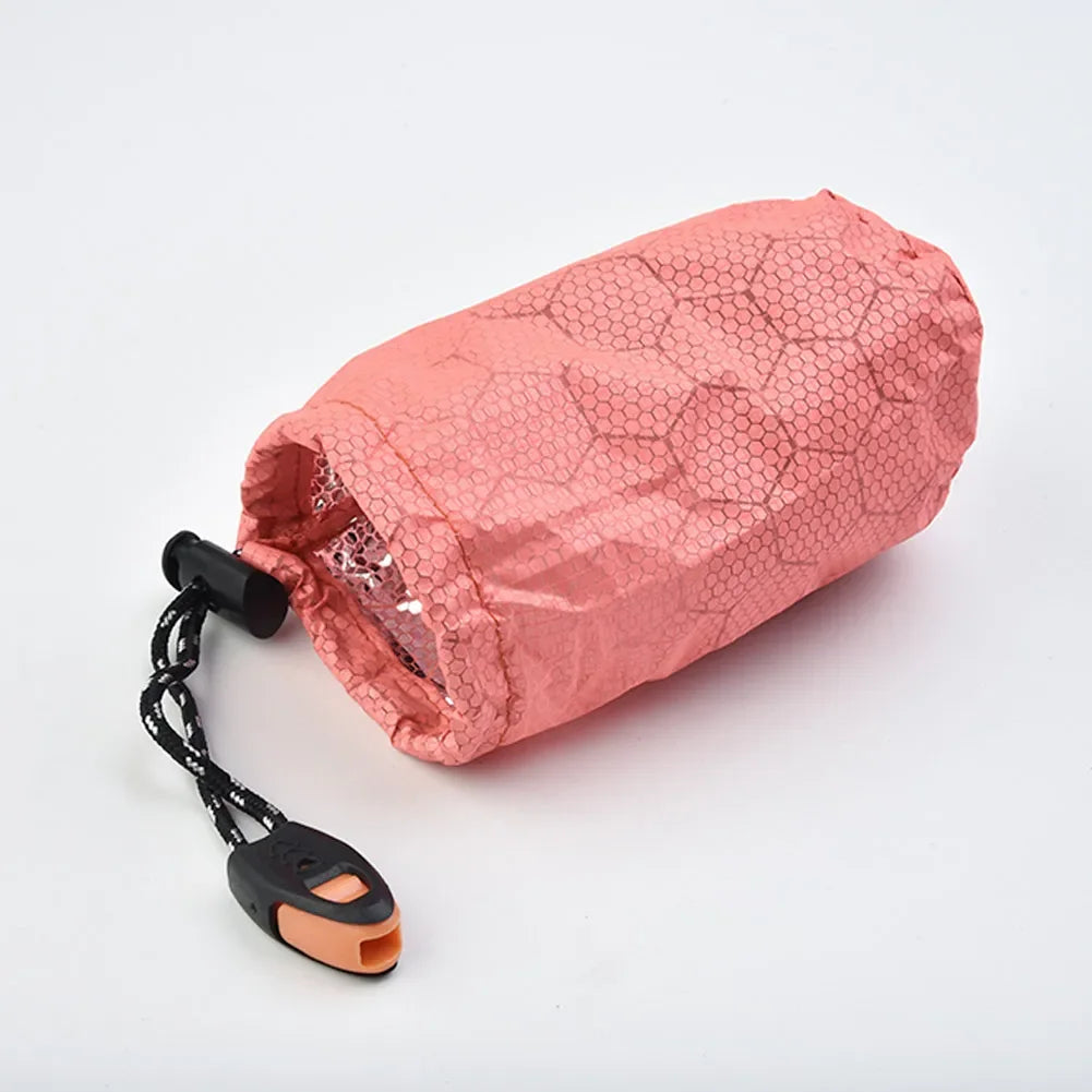 Portable Waterproof Emergency Survival Sleeping Storage Bag Hiking Sack Camping Gear Thermal Bivy Aid Rescue Kit Mylar Blanket