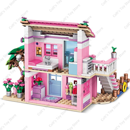 Hot Friends City House Summer Holiday Seaside Villa Apartment Building Blocks Sets Figures DIY Toys for Kid Girls Christmas Gift