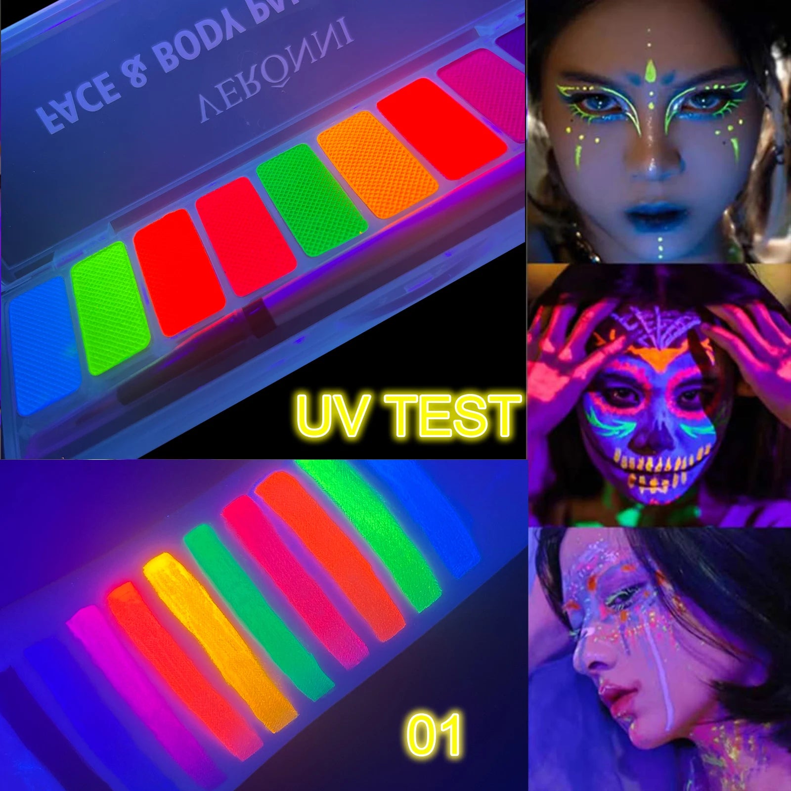 10 Colors Glow Fluorescent Neon Oil Face Body Art Paint UV Glow Oil Painting Halloween Party Fancy Dress Beauty Makeup Cosmetics