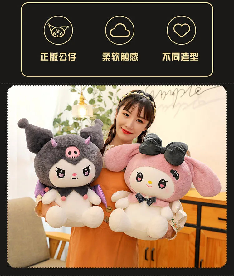 40 50 60 Cm Kawaii Large Size Demon Kuromi Plush Toys Angel Melody Doll Pillow Birthday and Holiday Gifts Cute Stuffed Toy Anime