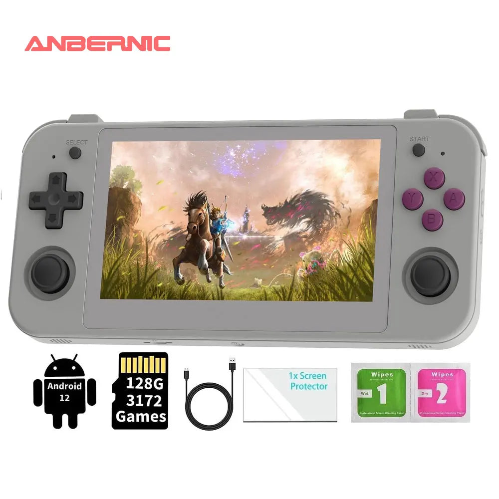 ANBERNIC RG505 Handheld Game Console Android 12 System Unisoc Tiger T618 CPU 4.95 Inch OLED Touch Screen 128G TF Card 3172 Games