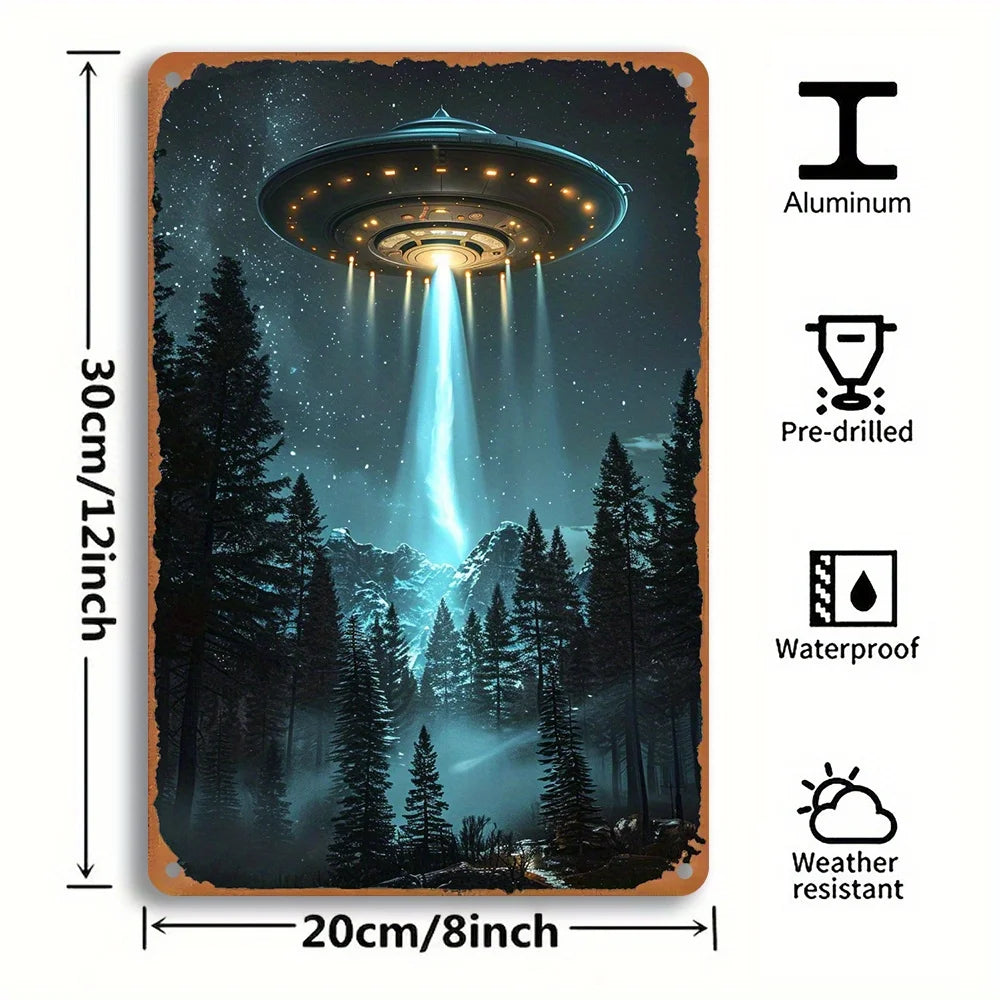 1PC I Want To Believe UFO Vintage Iron Wall Art, Home and Office Decor, Easy To Install, Reusable, Ideal Gift, 8x12 Inches