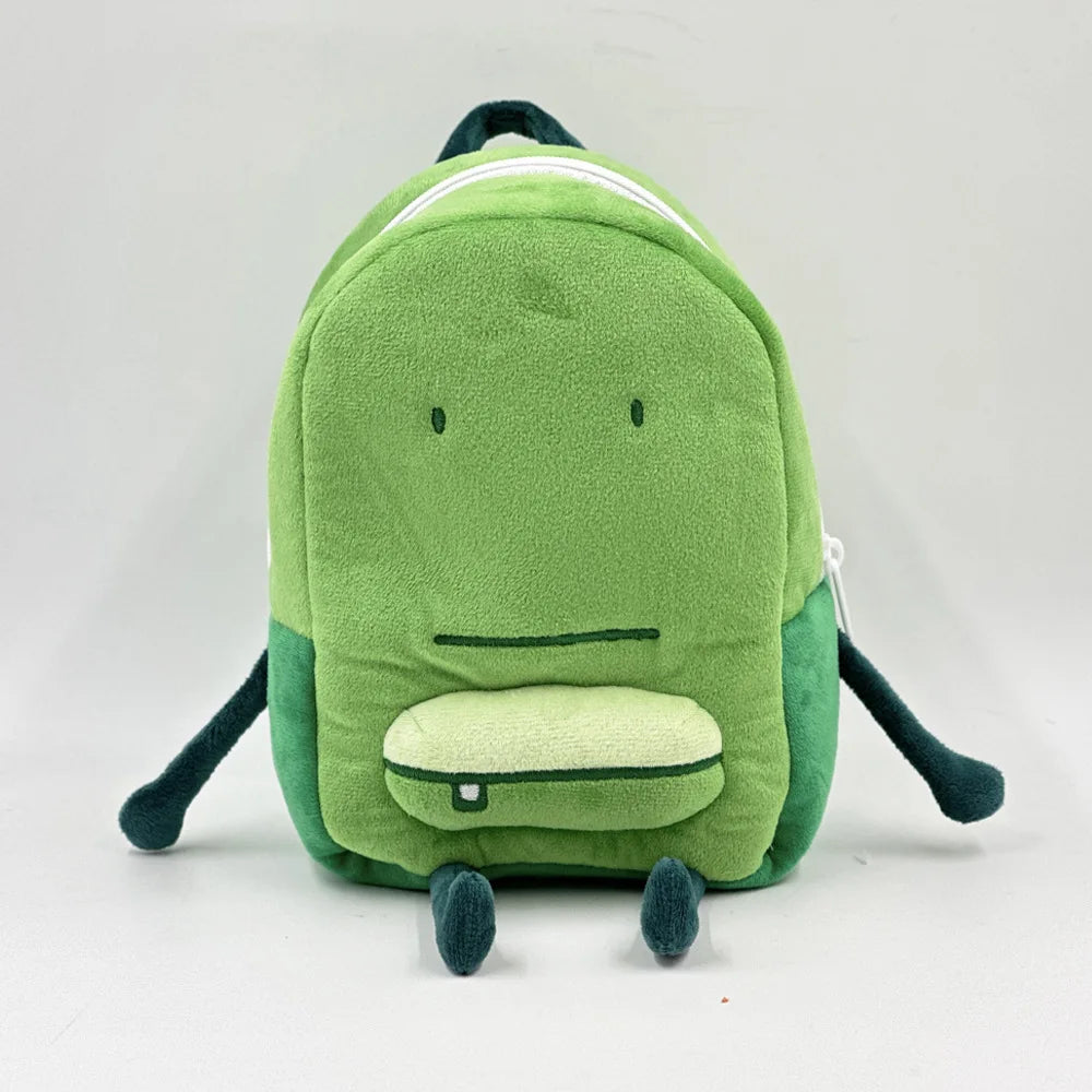 Kawaii Liam Plush Backpack Cute Green Shoulder Plushie Bag Creative Funny Doll Toys School Bags For Kids Boy Girl Holiday Gifts