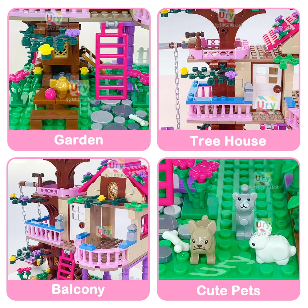 Friends City Tree House Summer Holiday Villa Castle Building Blocks Sets Figures Garden DIY Toys for Kids Girl Birthday Gift