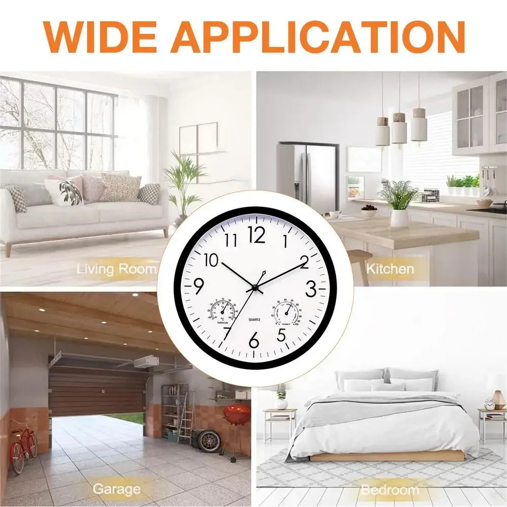 Outdoor Clock Decorative Round Clock With Thermometer and Humidity Large Wall Clocks Waterproof Elegant Retro Silent Clock