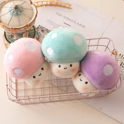 10CM Cute Small Mushroom Plush Toy Creative Stuffed Pendant Doll Red Mushroom Keychain For Kids Girls Holiday Gifts