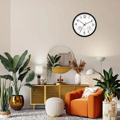 Outdoor Clock Decorative Round Clock With Thermometer and Humidity Large Wall Clocks Waterproof Elegant Retro Silent Clock