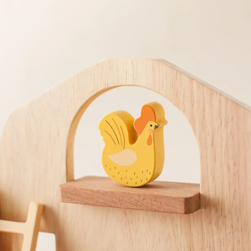 Wooden Montessori Toy Simulation Farm Animals Toys for Children Poultry Cow Pig Dog Chicken Model Educational Toy Christmas Gift