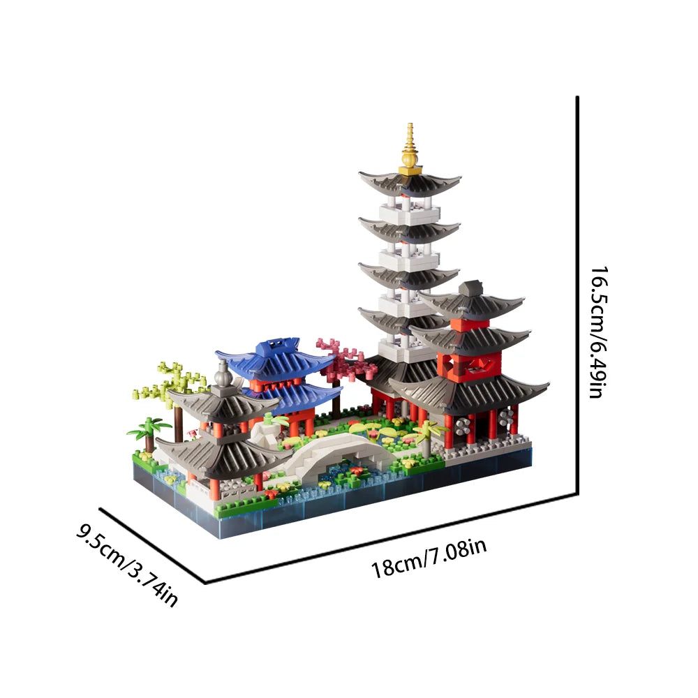 Hangzhou West Lake, entry-level mini building block set, puzzle toys, gift boxes, Christmas, Thanksgiving, New Year&