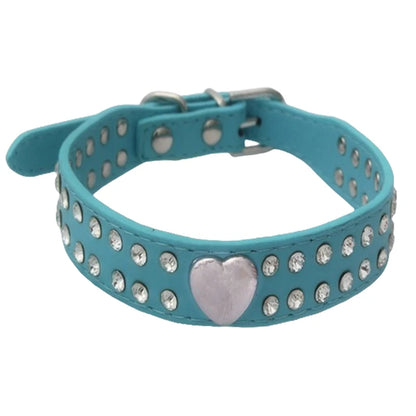 Heart Rhinestone PU Leather Collar