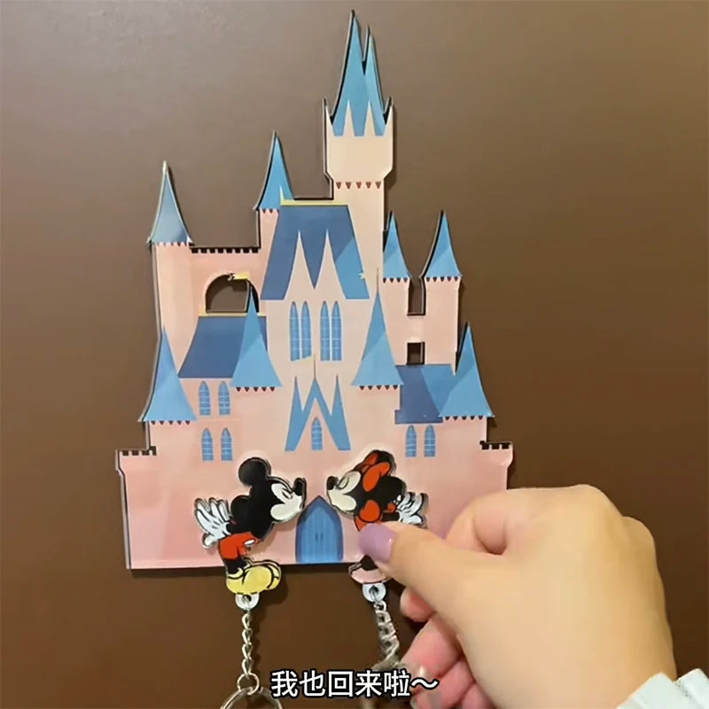 Disney Castle Keychain Anime Mickey Couples Cute Kids Toys Go Home Anti-Lost Kawaii Minnie Creative Keychain Fun Holiday Gifts