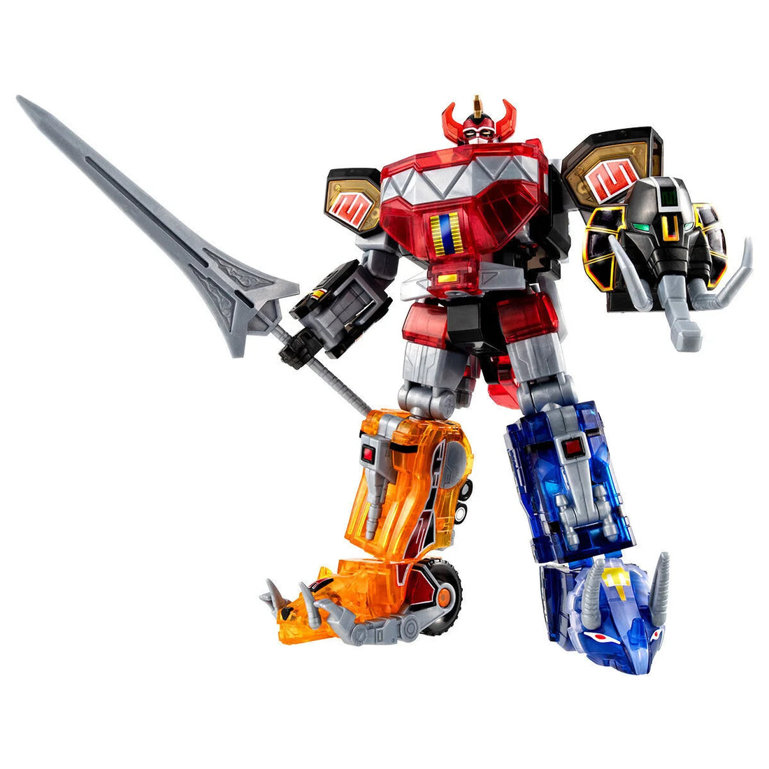 In Stock BANDAI SHOGUGAN SMP Mighty Morphin Power Rangers Megazord Clear Color Ver. 15CM Anime Action Figures Assembly Model Toy