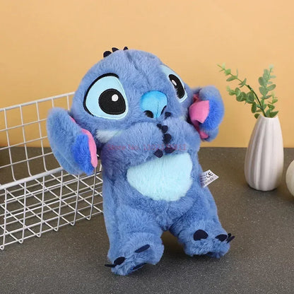 28cm Disney Stitch Angel Anime Plush Doll With Lighting Music Airbag Kawaii Appease Toy Baby To Soothe Sleep Peluche Kids Gift